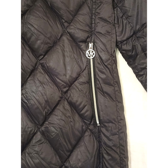 Michael Kors Womans 1x Packable Down Fill Coat Black Quilted Puffy Hooded Pocket - Picture 13 of 14